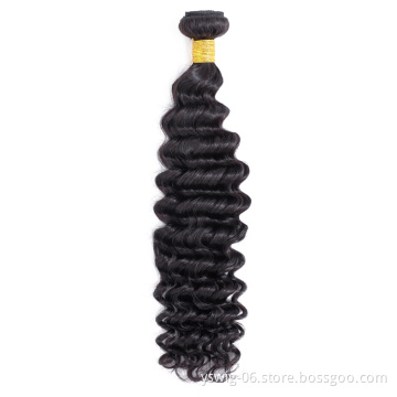 Wholesale Peruvian Human Hair Deep Curly Natural Color 3 Bundle With Closure